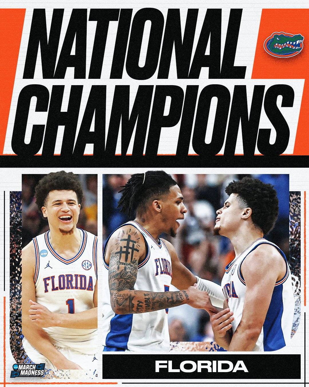 疯三决赛：佛罗里达大学险胜夺冠 小克莱顿MOP